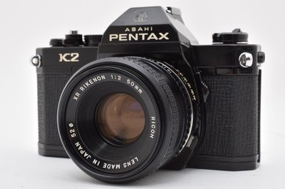 [MINT] Pentax K2 Black 35mm SLR Film Camera XR RIKENON Lens 50mm F/2 From JAPAN