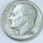 1954 Roosevelt 10c Dime 90% Silver Circulated Coin #7803