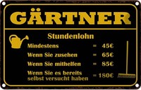 Blechschild 12X18 Cm GäRtner Stundenlohn Mindestens Beruf Arbeit Deko Geschenk M