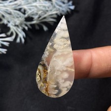 Plume Agate Teardrop Cabochon Natural Scenic Gemstone 38x17x4mm