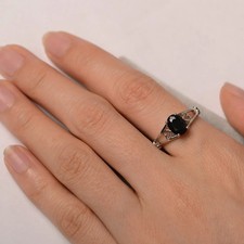 925 Sterling Silver Black Onyx Women Ring Oval Natural Gemstone Modern Ring