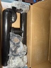 Matte Black 14" Tubular Bathtub Waste Overflow Assembly with Tip-Toe Drain