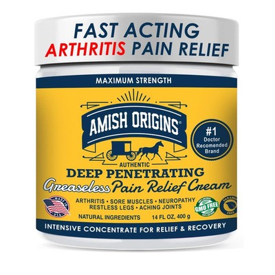 Amish Origins Arthritis Pain Relief Cream - 14 oz - Maximum Strength Deep Pen...