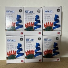 New GE LED Christmas Lights Red Lot Of 6 GE StayBright 100 LED Green Wire