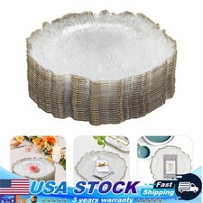 25Pcs Dinner Charger Plates Clear Flower Shape Dishes For Wedding Party Decor