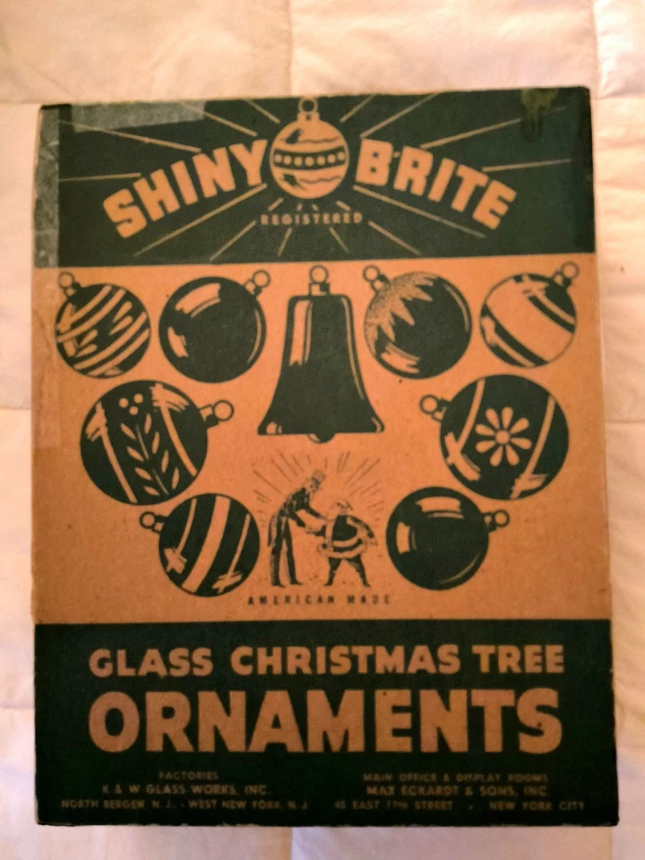Vintage Shiny Brite Christmas Ornaments Indents Tornado 1930s W/Original Box  - Image 2 of 4
