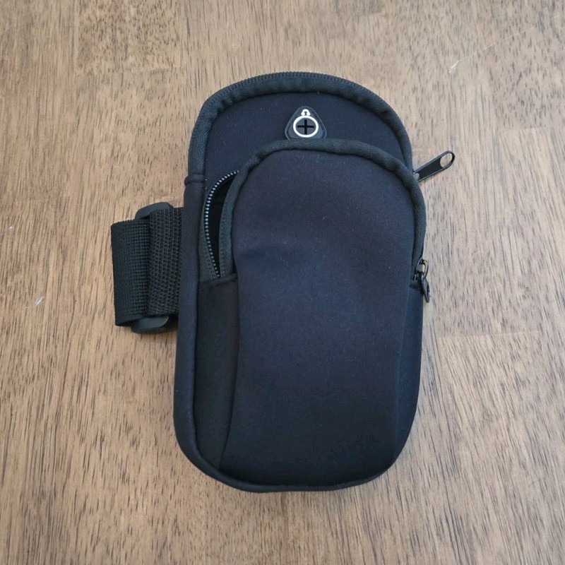 Universal Black Cell Phone Armband Holder, Fabric Hook & Loop Fastening