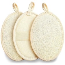 3 Pcs Natural Loofah Bath Loofah Body Scrubber Pads Shower Luffa Sponge