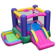 Inflatable Bounce House Kids 6-in-1 Bouncy Castle Pitching Game Blower Excluded