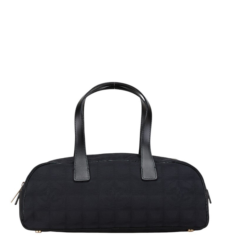 CHANEL Mini Boston Bag Black Nylon Leather Ladies Travel Handbag