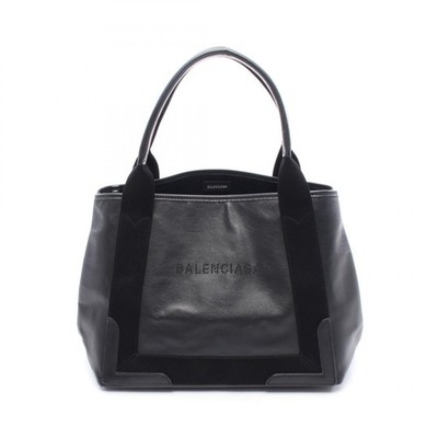 BALENCIAGA NAVY CABAS S Tote Handbag leather Black Used BALENCIAGA NAVY CABAS S Tote Handbag leather Black Used