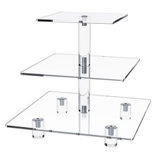   3 Tier Strong Acrylic Square Cupcake Stand, Dessert Display Tower Clear, 1 