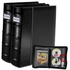PU Leather CD/DVD Storage Binder with Zipper - 2 Pack Holds 112 Discs 2 Black