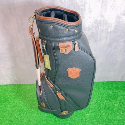 Rare HONMA Genuine Leather Golf Caddy Bag Black Brown 9in 5-Way