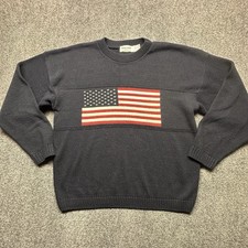 Vintage New Era American Flag Knit Sweater USA Made XL Patriotic 90s Mens