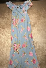 Women  s Wild Fable Blue And Pink Full Length Dress Size XXS In Floral Print