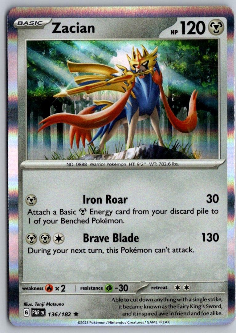 Zacian 136/182 Rare Paradox Rift Pokemon Holo Near Mint