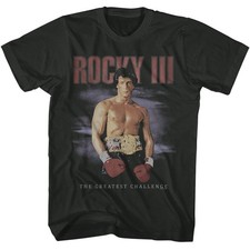 Rocky III Movie The Greatest Challenge Faded Background Men's T Shirt