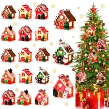 18 Pieces Christmas Lighted Gingerbread House Ornaments for Christmas Tree De...