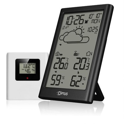 Optus Funkwetterstation mit Außensensor, DCF-Uhr, Frostwarnung, Anzeige von 