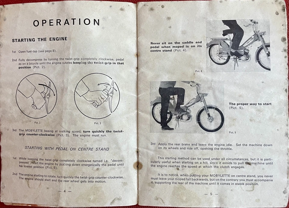 Mobylette Moped 1972, Original Factory Owners Instruction & Maintenance Manual  - Image 3 of 4