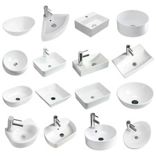 BELOFAY Bathroom  Counter Top Ceramic Basin Sink Hand Wash Wall Mounted Hung