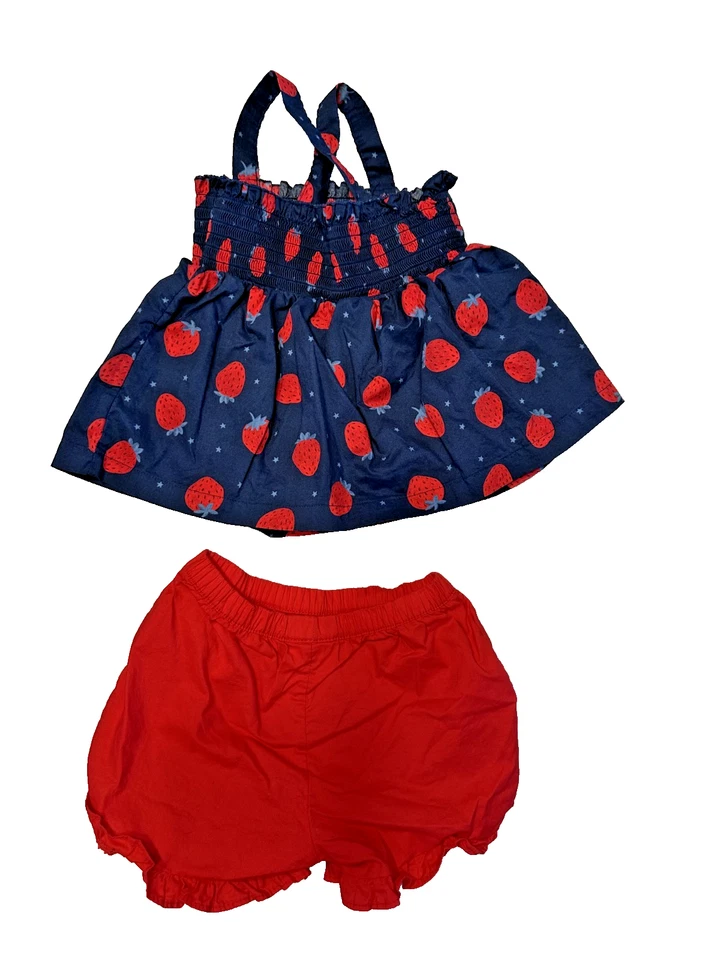 Conjunto de camiseta sin mangas y pantalones cortos ajustados fresa azul marino y rojo 2T Carters para niñas pequeñas Foto 2 de 4