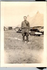 World War I Era Photograph of Soldier in Military Attire, 1910s-, Training Camp