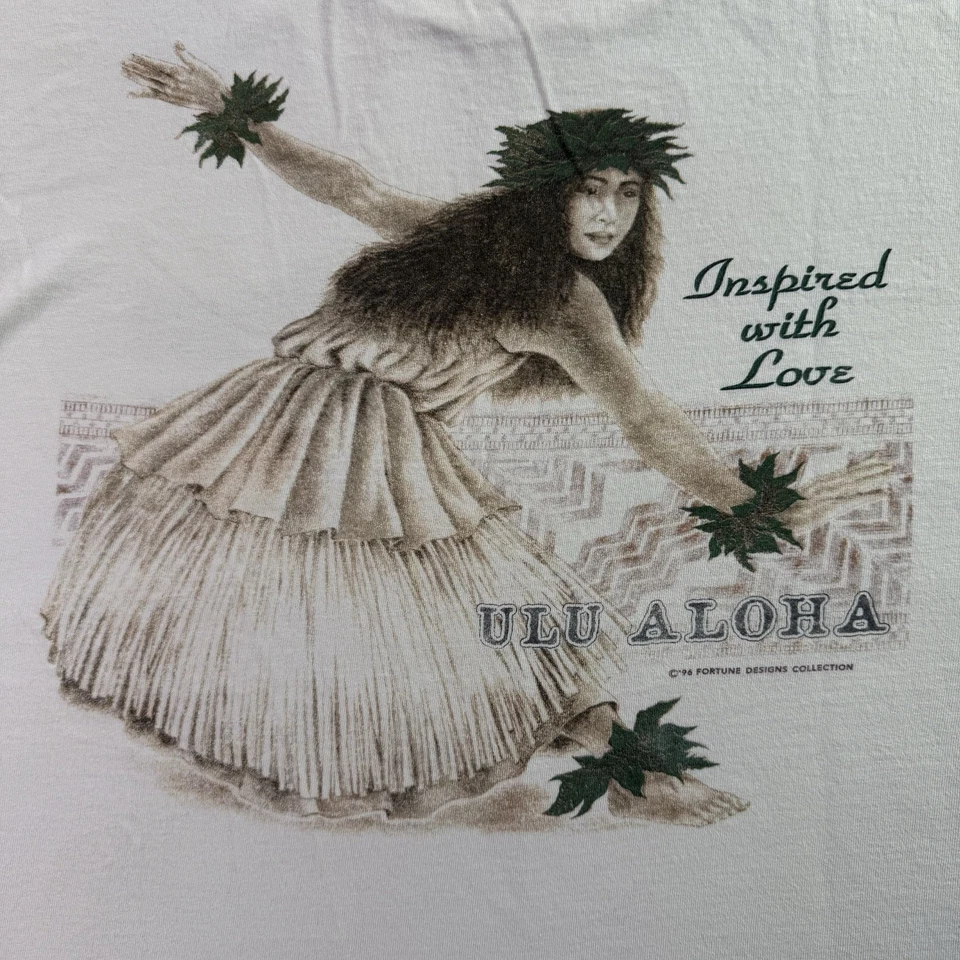 Camiseta vintage y2k legado hawaiano grande Ulu Aloha niña pinup Foto 2 de 4