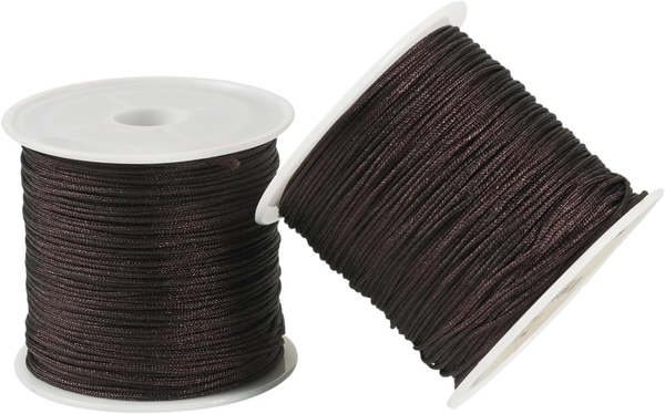 2 Rollen Brauner Nylonfaden 0,8 Mm Geflochtene Perlenschnur Makramee Schnur FüR-image