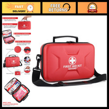 410-Piece Waterproof Hard Shell First Aid Kit - Emergency Medical Supplies, Red