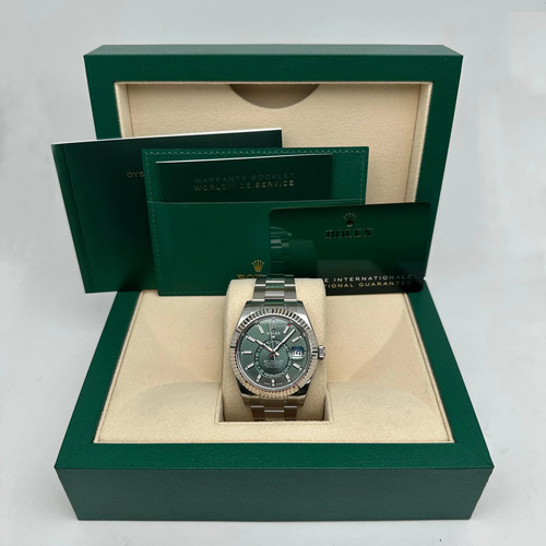 Rolex Sky-Dweller 336934 18K White Gold Steel Mint Dial Watch Fully Stickered - Picture 1 of 8