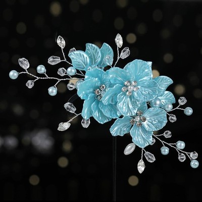 Crystal Pearl Flower Hair Clips Elegant Headwear For Women Precious Jewels
