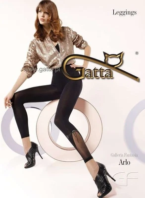 Legging GATTA Arlo Fantaisie Sexy Opaque Transparent Lingerie Femme Noir T2 - Photo 1/2