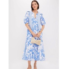 HYACINTH HOUSE Blue and White Floral Cisco Maxi Dress Size S