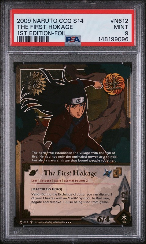 2009 Naruto CCG First Hokage N612 1st Edition English Foil PSA 9
