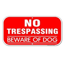 No Trespassing Beware of Dog Sign, 6 x 12 6x12 inches, Red Sign