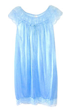 GLENCRAFT, MADE IN USA, BLUE NYLON NIGHTGOWN, SIZE S