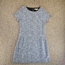 Loft Tweed Dress Womens Sz 10 Short Sleeve Rear Zip Diamond Shape Open Back