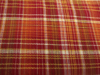 Rust Gold and Red Metallic Thread Check Fabric Cotton Blend 2yd 13'' x 46
