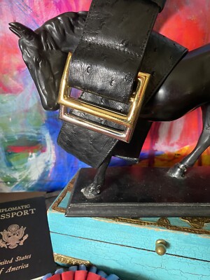 RARE Vintage Auth GUCCI Ostrich Exotic Skin BELT Couture  display picture 2