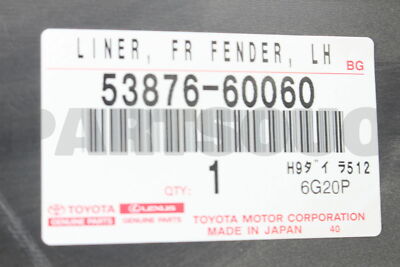 その他 2 5387660060 Genuine Toyota LINER, FRONT FENDER, LH 53876-60060 | eBay