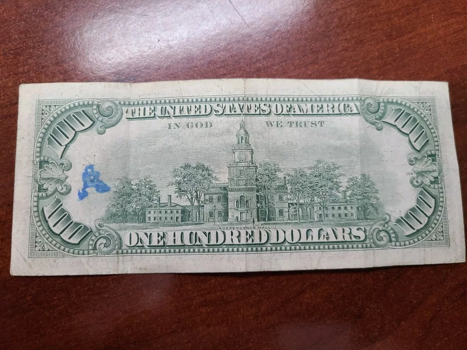 Small Face $100 bill (One Hundred Dollar Bill) - Series 1977 - Image 4 of 4