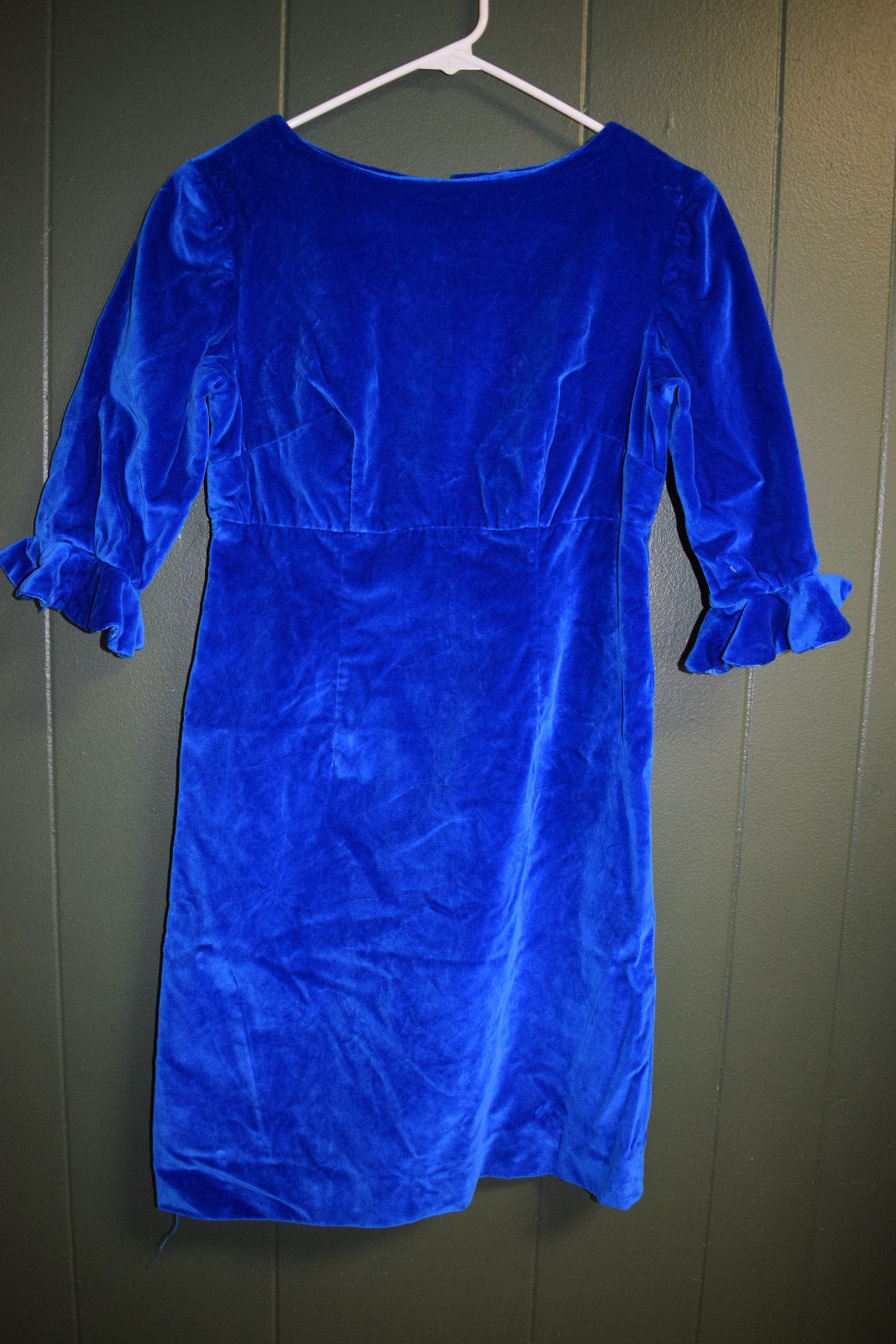 VINTAGE 1960s RETRO Clothes Blue Velvet Dress Size Sm… Gem