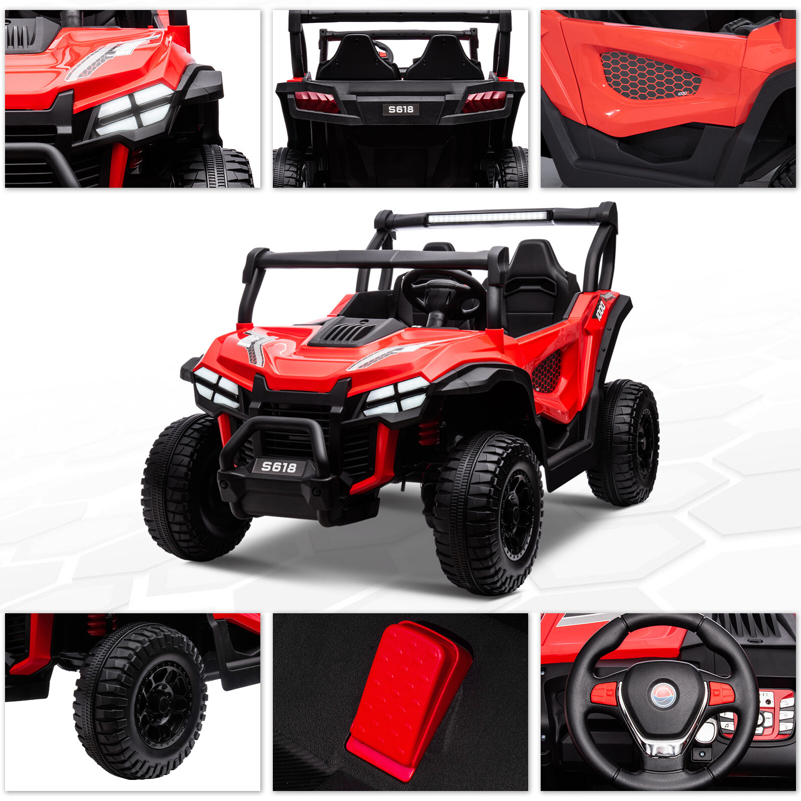 ZEOPHOL 24V Kids Ride On Car UTV Truck 4WD 2-Seater Electric 80W*4 Off-Road Car