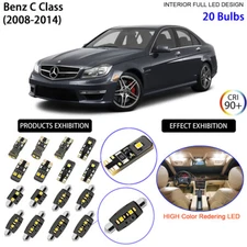 LED Interior Light Kit+ License Plate Light Bulbs for Mercedes Benz W204 C Class