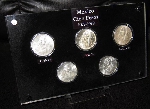 Mexico Cien (100)Pesos 1977 1978 1979 ✪ BU Silver Complete 5-Coin Type Set ✪