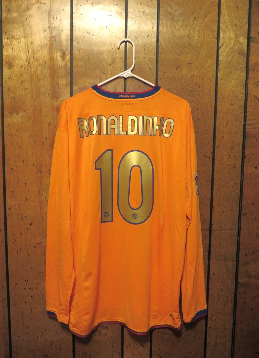 Original Nike 2006 2007 Barcelona Ronaldinho Orange Jersey Kit