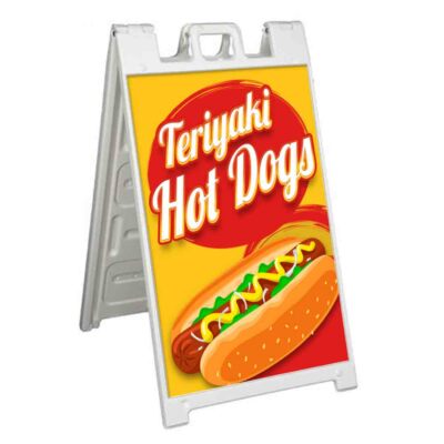TERIYAKI HOT DOGS Signicade 24x36 AFrame Plastic Sidewalk Sign CARNIVAL FOOD