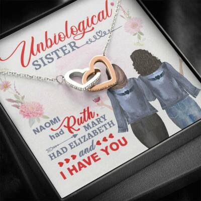 To My Unbiological Sister Naomi Had Ruth Interlocking Hearts Pendant Necklace
